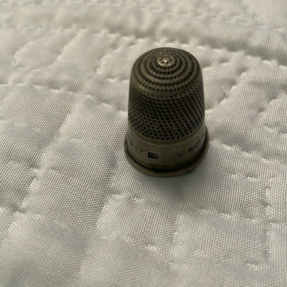 Vintage Thimble #10 Nickel Silver Sterling Silver Plated Sewing Supplies